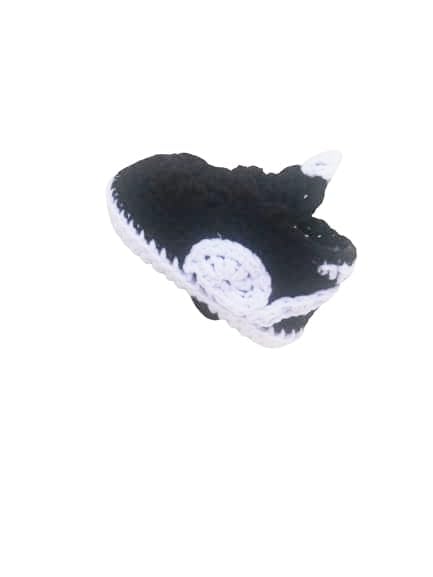 Handmade Black White Crochet Soccer Shoes for Baby