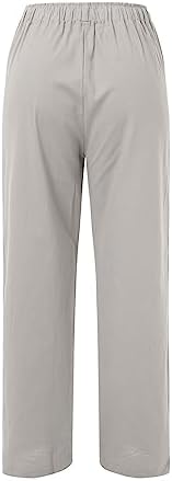 TTBDWiian Casual Linen Drawstring High Waisted Sweatpants for Women 1