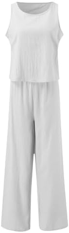 Cotton Linen 2 Piece Summer Casual Outfit Set for Women