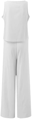 Cotton Linen 2 Piece Summer Casual Outfit Set for Women