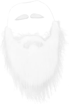 WESIEVYA 1 Set White Plush Fake Mustache Christmas Beard Halloween Props