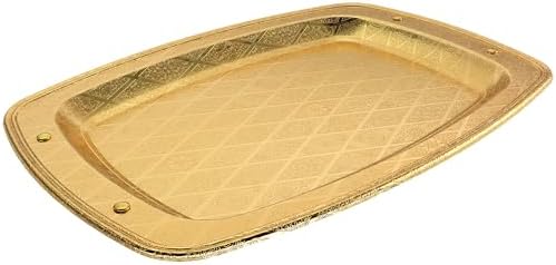 Pack of 2 14x10 Inch Iron Gold Serving Trays
