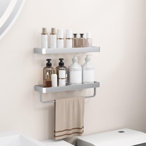 Danpoo 16-Inch Floating Shelves with Towel Bar 2-Pack Storage Set
