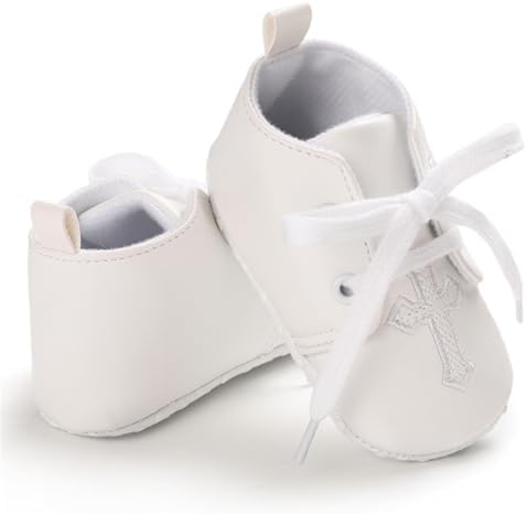 Baby Baptism Shoes Socks Set Soft White Cross Embroidered 3PC