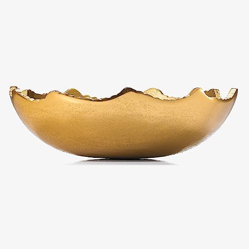 GUTE Gold Brass Half Moon Centerpiece Bowl with Rugged Edges 1