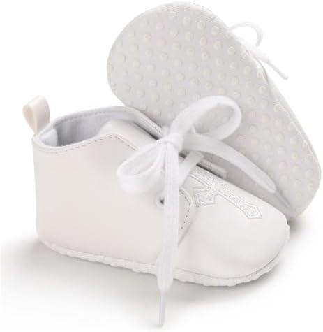 Baby Baptism Shoes Socks Set Soft White Cross Embroidered 3PC