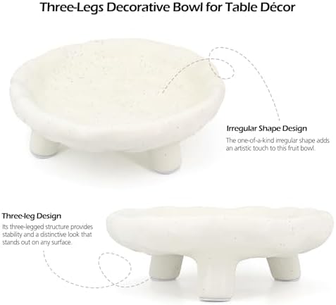 Accessoryway Three-Legs Ceramic Bowl 8 White Footed