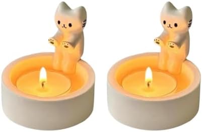 Aoerway Decorative Cat Figurine with Bowl Off-White