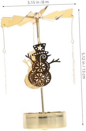 Rotating Carousel Candle Holder Snowman Metal Decor for Christmas