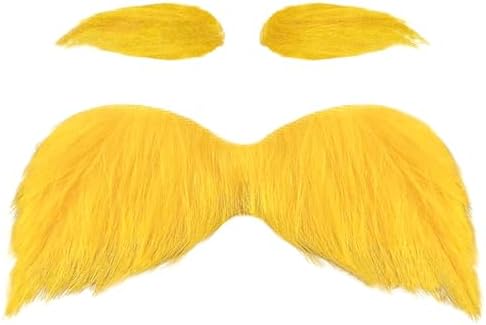 Yellow Fake Mustache and Eyebrows Self Adhesive Adult Costume Accessory