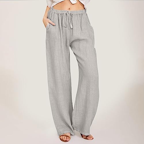 TTBDWiian Casual Linen Drawstring High Waisted Sweatpants for Women 1
