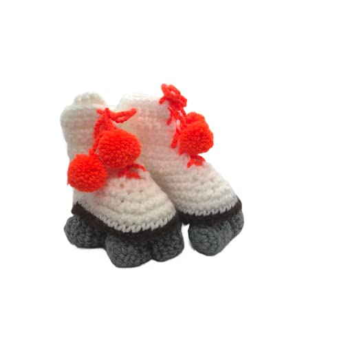 Roller Skate Style Baby Booties for 6-9 Months Bright Orange
