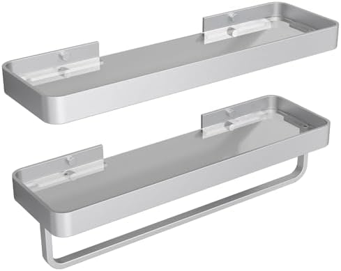 Danpoo 16-Inch Floating Shelves with Towel Bar 2-Pack Storage Set
