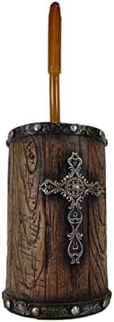 Ebros Gift Rustic Western Scroll Art Toilet Brush Set