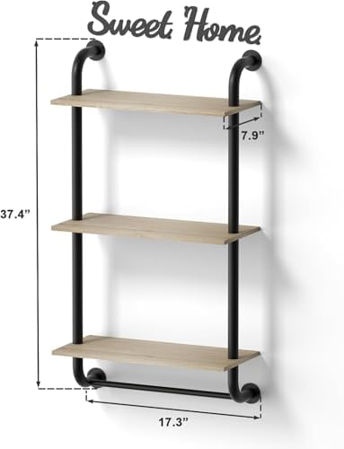 Tinpin 3-Tier Rustic Farmhouse Wall Shelf with Towel Rack