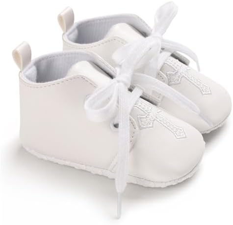 Baby Baptism Shoes Socks Set Soft White Cross Embroidered 3PC