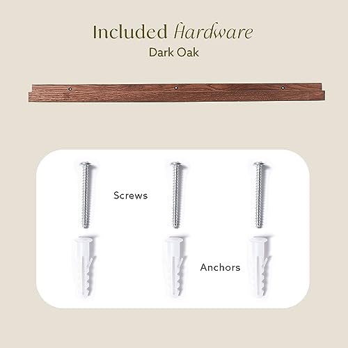 Dark Oak Floating Picture Ledge Shelf 35 in Easy Mounting Stylish Display