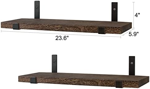 Mkono Rustic Floating Shelves Set of 2 with Lip Brackets