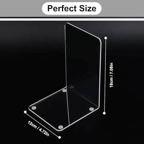 MerryNine Clear Acrylic Book Ends 4pcs Set