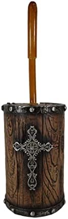 Ebros Gift Rustic Western Scroll Art Toilet Brush Set