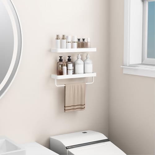 Danpoo 16-Inch Floating Bathroom Shelves with Towel Bar