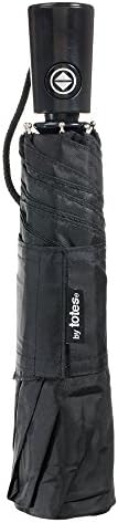 Totes Automatic Open Close Water-Resistant Folding Umbrella Black
