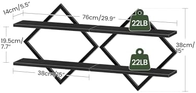 CHOEZON 2-Piece Floating Shelves Set Black Industrial Style