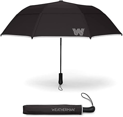 Weatherman Premium Collapsible Travel Umbrella - Windproof and Durable