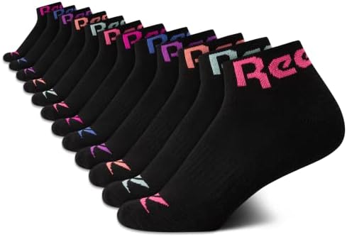 Reebok 12-Pack Stretch Performance Quarter Cut Socks for Girls