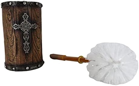 Ebros Gift Rustic Western Scroll Art Toilet Brush Set