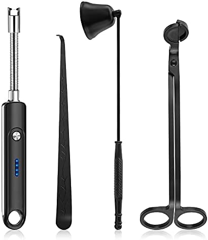 Lsnisni Candle Wick Cutter and Trimmer Set - 4-Piece Windproof Electric Lighter