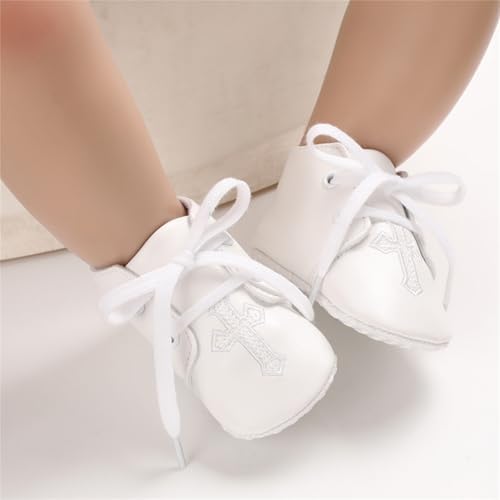 Baby Baptism Shoes Socks Set Soft White Cross Embroidered 3PC