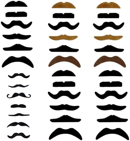 Paidiem 36PCS Fake Mustaches Black Brown