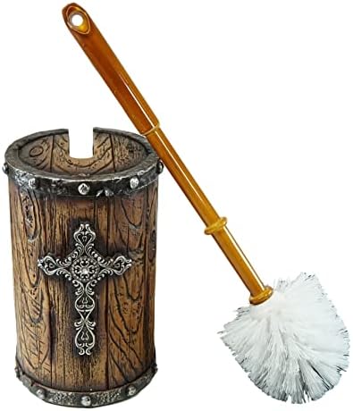 Ebros Gift Rustic Western Scroll Art Toilet Brush Set