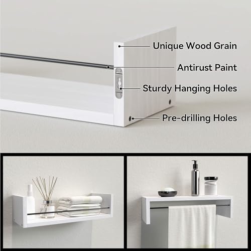 RICHER HOUSE Floating Wall Shelves - White