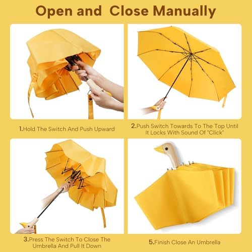 LEAGERA Cute Duck Head Folding Umbrella for Girls