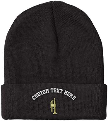 Speedy Pros Custom Acrylic Trumpet Beanie Winter Hat for Men and Women