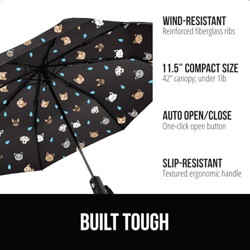 GORILLA GRIP Windproof Stick Umbrella for Dogs and Cats