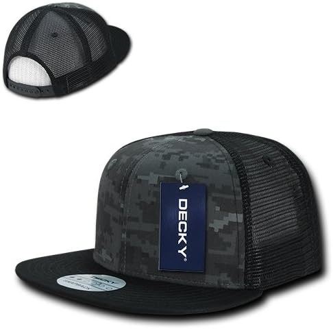 DECKY Camo Flat Bill Trucker Hat - BlackNight 1