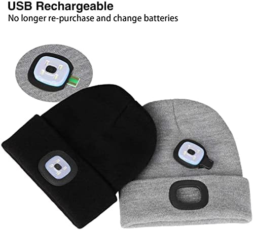 USB Rechargeable LED Headlamp Beanie Cap - Rose Red