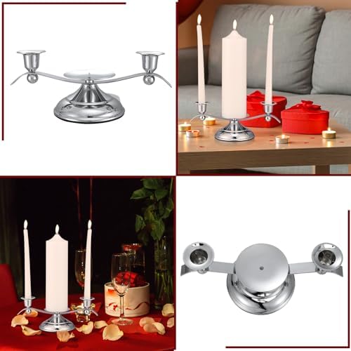 Ziliny 3 Arm Iron Scroll Unity Candle Holder Silver 1