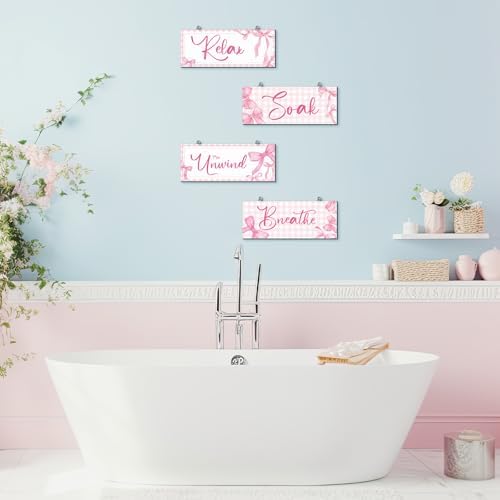 Yousoontic 4Pcs Pink Bow Wall Decor Set