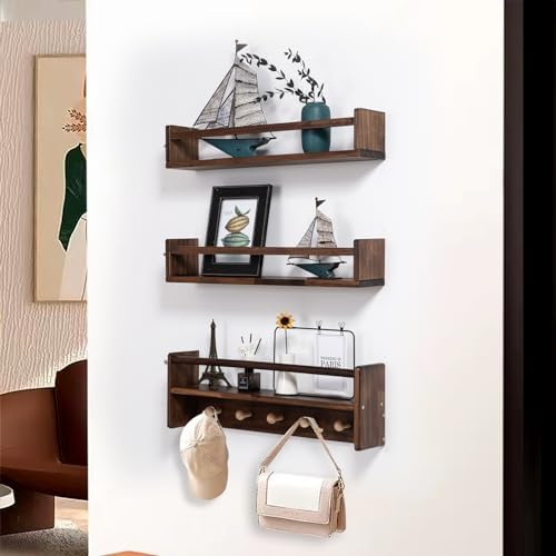 AZSKY 3-Piece Floating Bookshelf for Kids Room