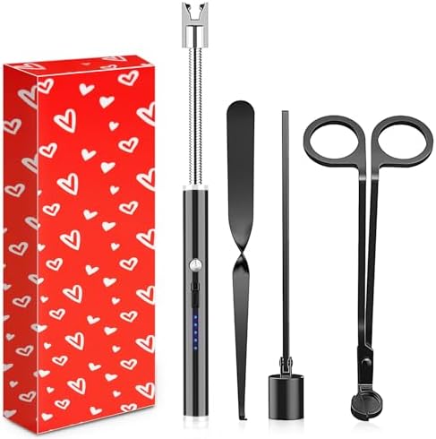 Burtok 4-in-1 Candle Care Kit with Red Heart Design