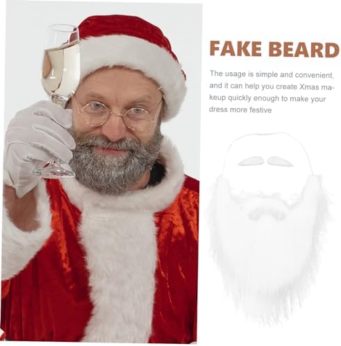 WESIEVYA 1 Set White Plush Fake Mustache Christmas Beard Halloween Props