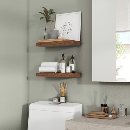 Heimlove Floating Shelves 16 Inch Set of 2 Brown 1