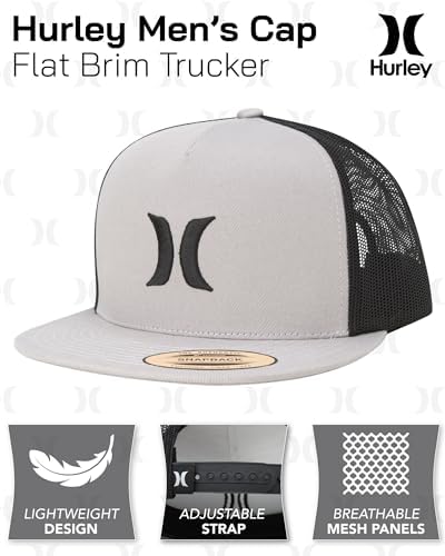 Hurley Mens Flat Brim Snap Back Baseball Cap