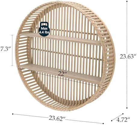 3 Tier Rattan Wall Shelf Boho Farmhouse Decor