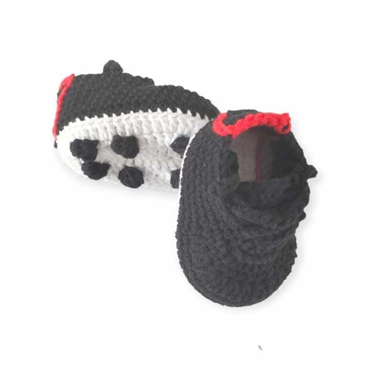 Handmade Black Baby Soccer Cleats for Newborns