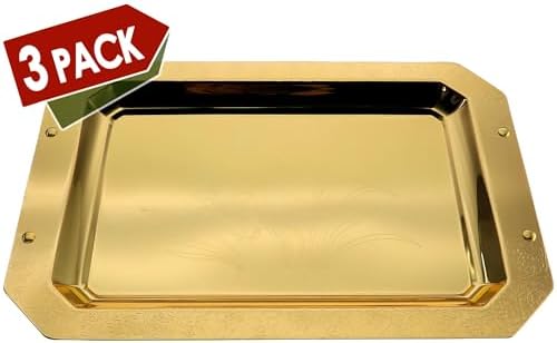 Pack of 3 14x98 Inch Iron Gold Serving Trays